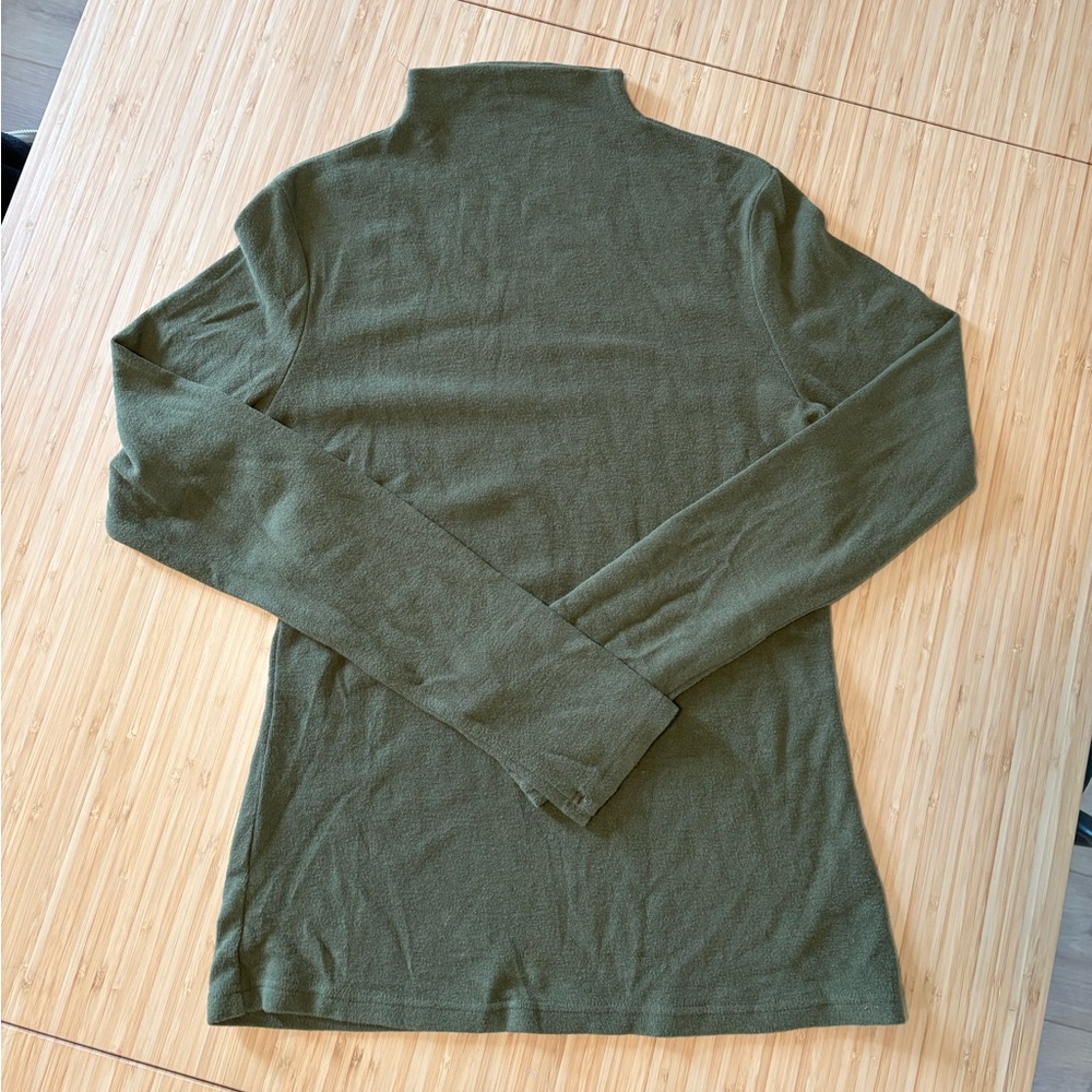 Olive Green Long Sleeve mock neck Top